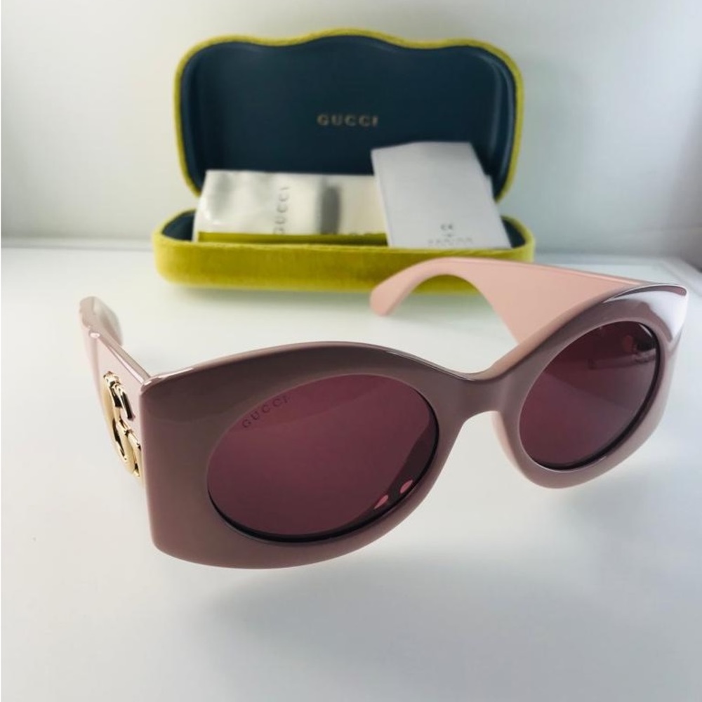 NEW🔥GUCCI Pink Gg0810s 003 New Square-frame Injection Sunglasses - Picture 10 of 16